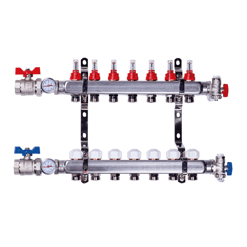 Jaro RVS verdeler + kogelkraan + temperatuurmeter
