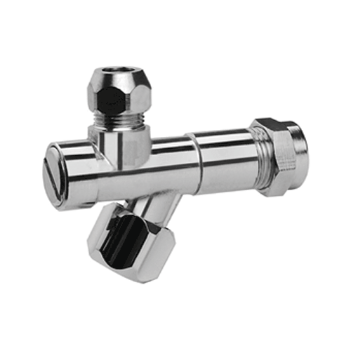 Raminex hoekstopkraan met filter, knop chroom