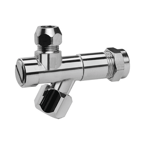 Raminex hoekstopkraan met filter, knop chroom