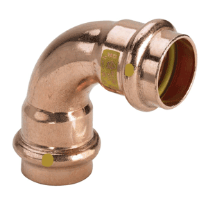 Bocht 90gr met SC-Contur 2x pers gas (roodkoper)